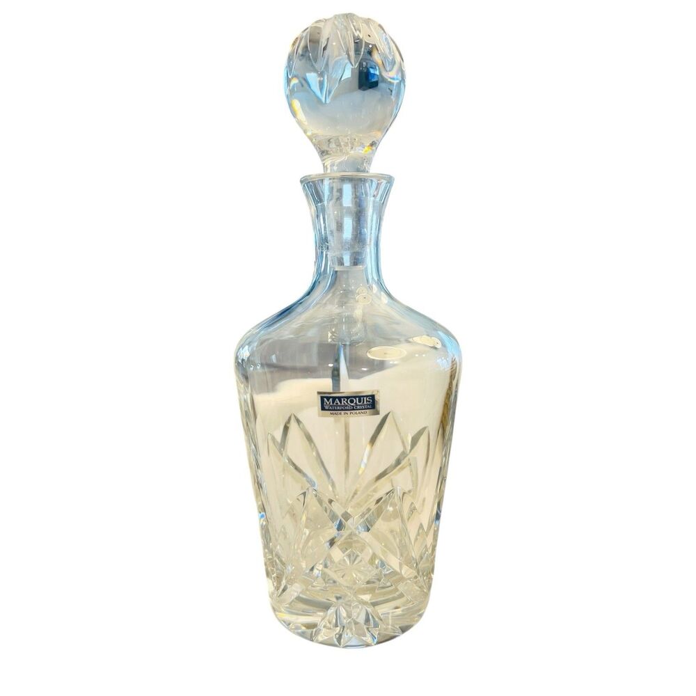 Marquis By Waterford Brookside Round Clear Cut Crystal Decanter & Stopper